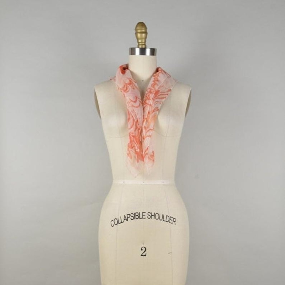3 for $25 - Vintage Abstract Red Pink Peach Scarf